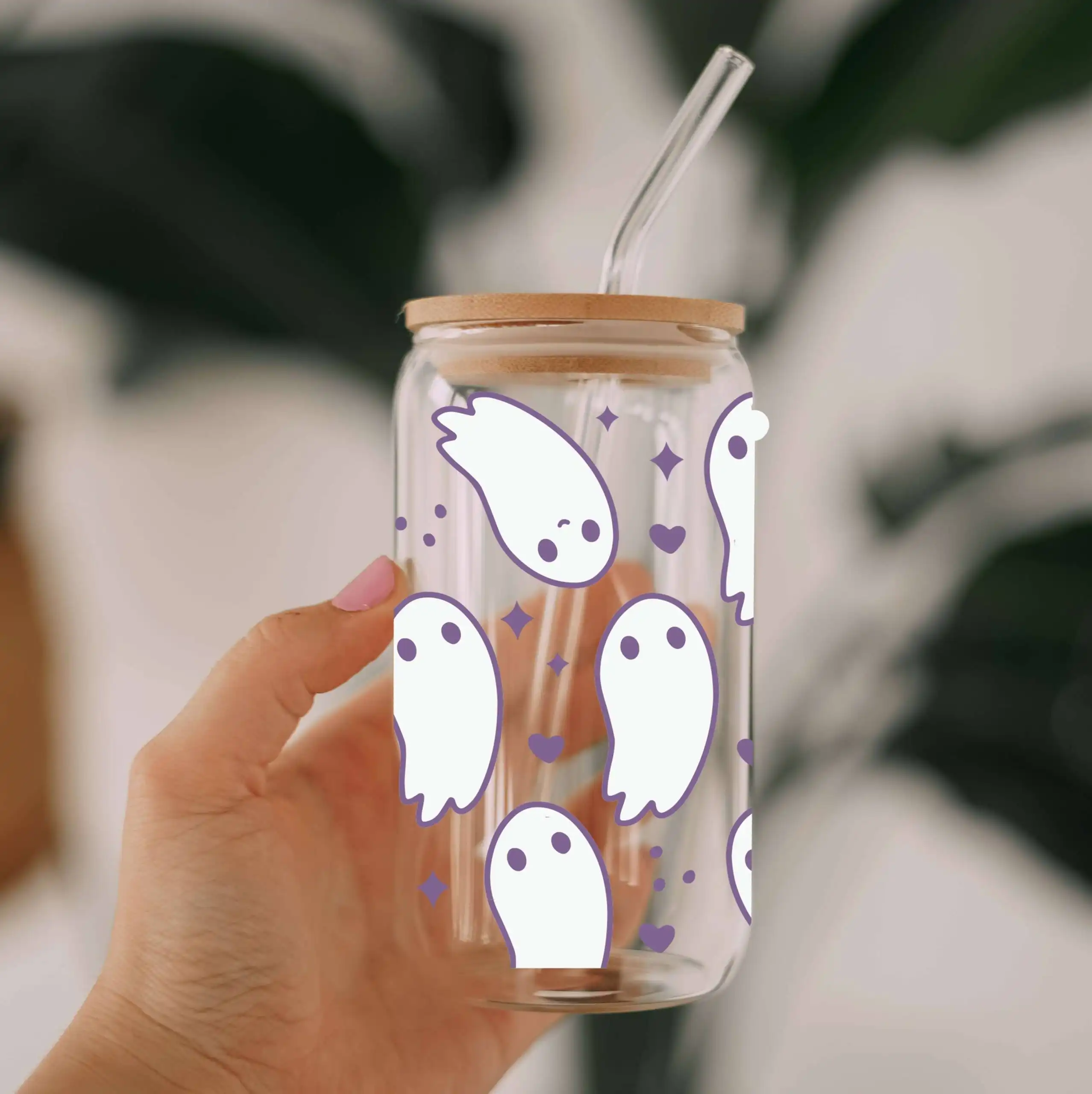 Friendly Ghost Glass Can Libbey 475ml - Kawaii Labs 1