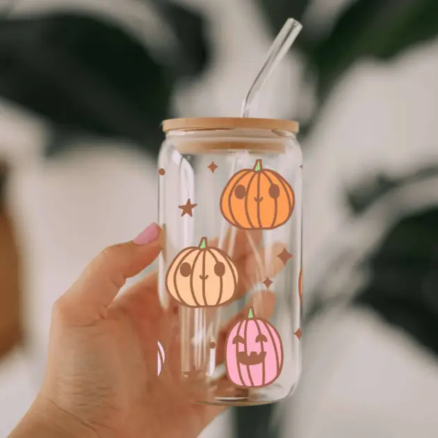 Friendly Pumpkin Glass Can Libbey 475ml - Kawaii Labs 1