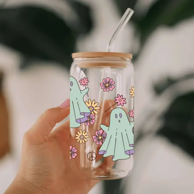 Green Ghost Glass Can Libbey 475ml - Kawaii Labs 1