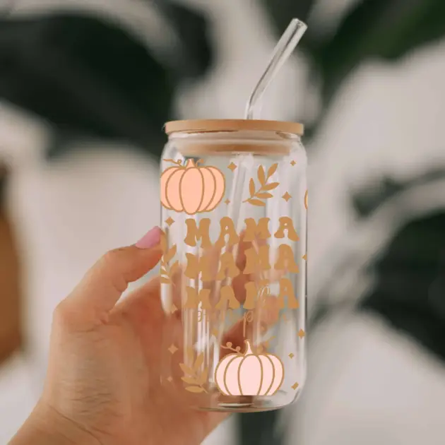 Mama Pumpkin Glass Can Libbey 475ml - Kawaii Labs 1